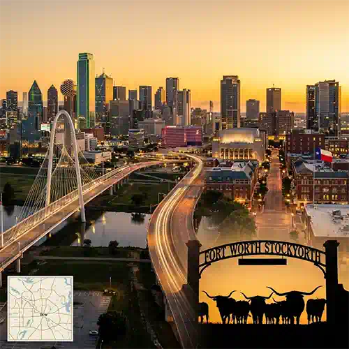 Dallas–Fort Worth metro area map graphic